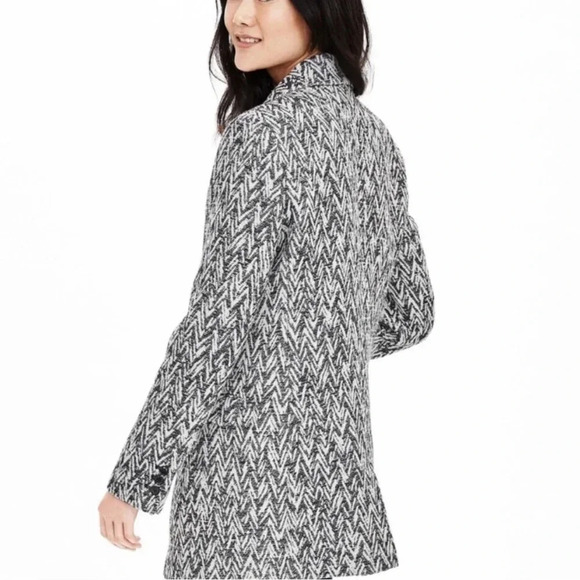 Banana Republic Black and White Chevron Print Jaquard Coat Jacket Size XS - Picture 1 of 9